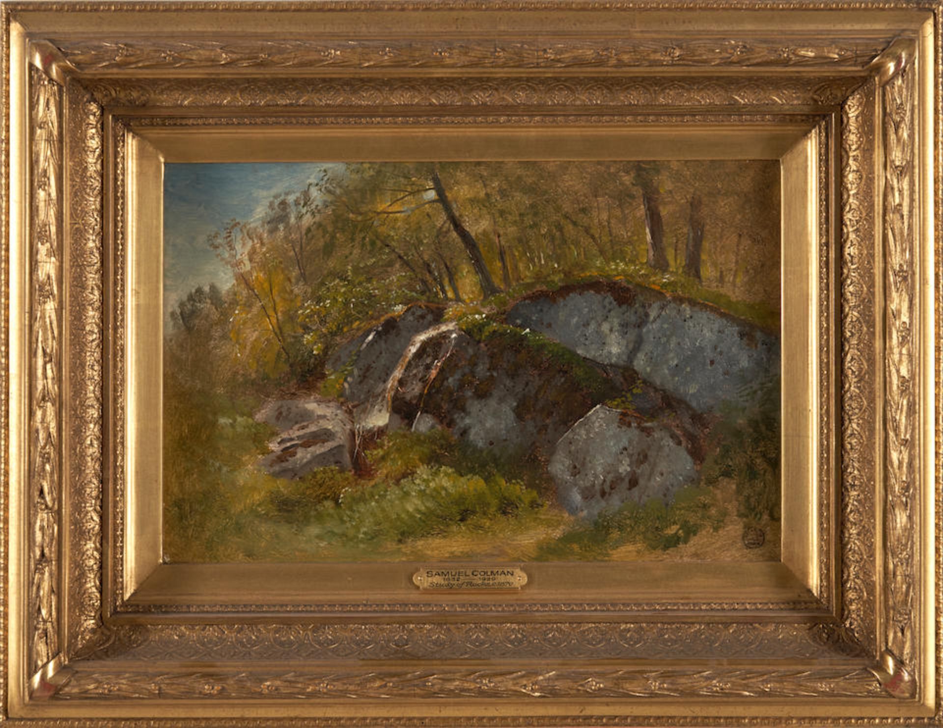 SAMUEL COLMAN (American, 1832-1920) Study of Rocks framed 41.5 x 54.0 x 8.5 cm (16 5/16 x 21 1/4...