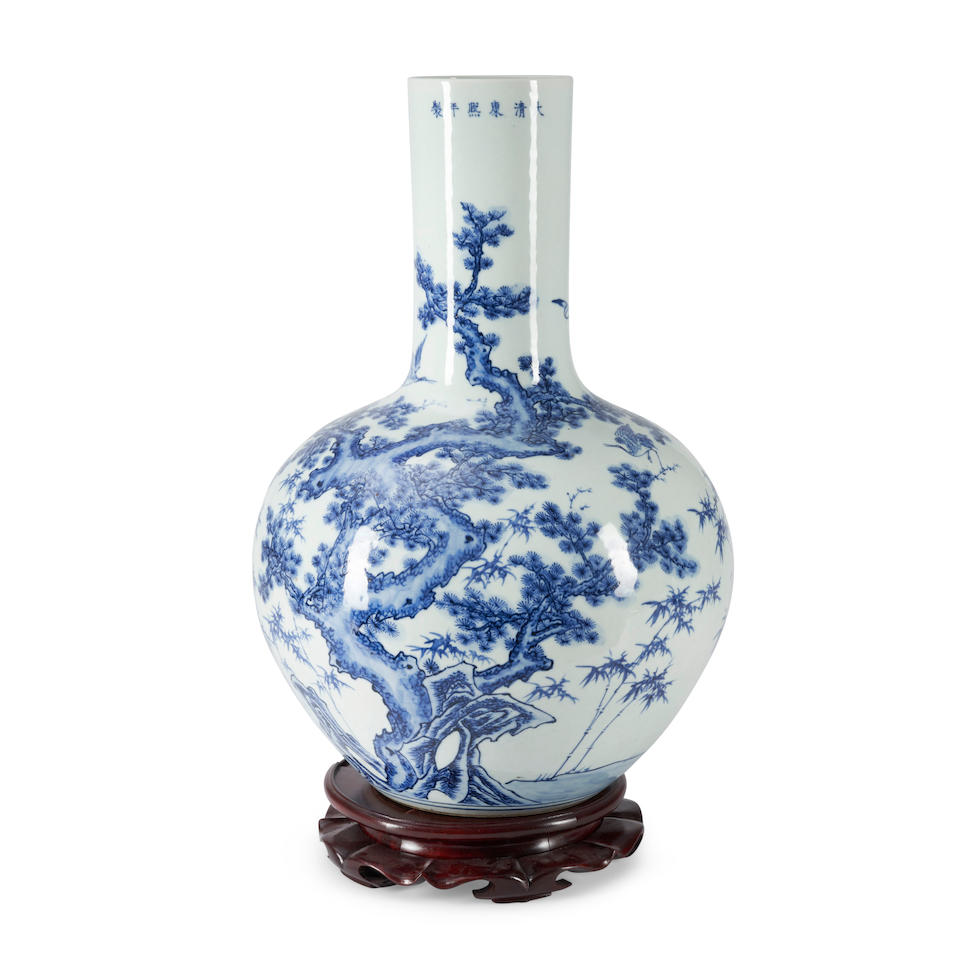 Blue and White Tianqiuping Vase, China, 20th century or later.