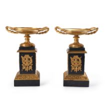 Pair of Empire Ormolu Mounted Marble Tazza, France, early 19th century.