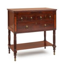 Classical Mahogany, Mahogany Veneer, and Tiger Maple Serving Table, New York, New York, c. 1825.