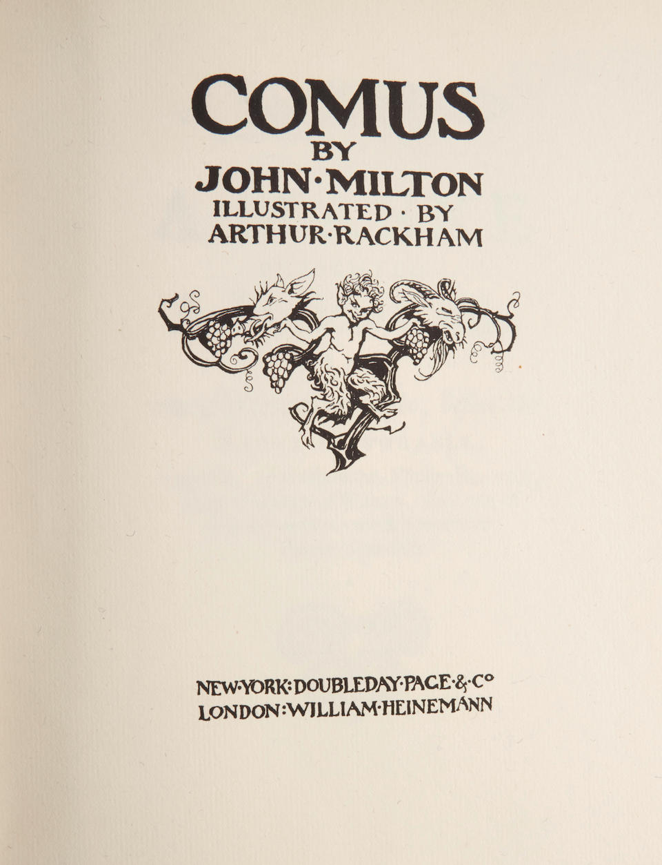 RACKHAM, ARTHUR. 1867-1939. MILTON, JOHN. 1608-1674. Comus. London and New York: William Heinema... - Image 3 of 4