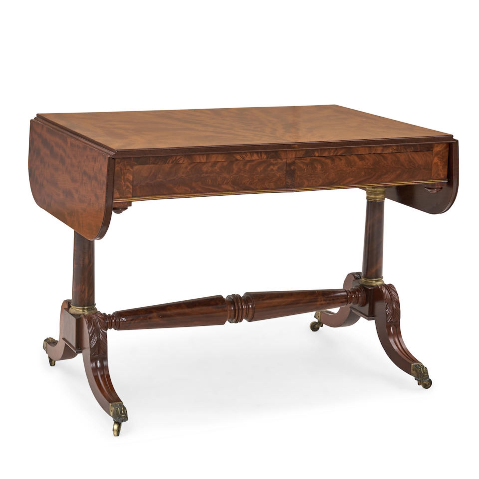 Classical Mahogany and Mahogany-veneered Cherry Sofa Table, attributed to Duncan Phyfe (1770-185... - Image 2 of 2