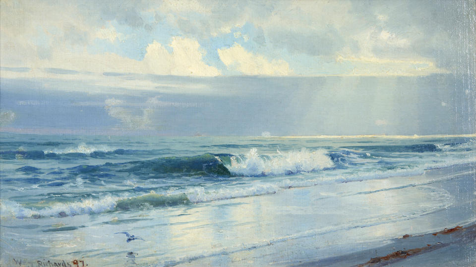 WILLIAM TROST RICHARDS (American, 1833-1905) Seascape (framed 42.0 x 59.1 x 7.0 cm (16 1/2 x 23 ... - Image 4 of 6
