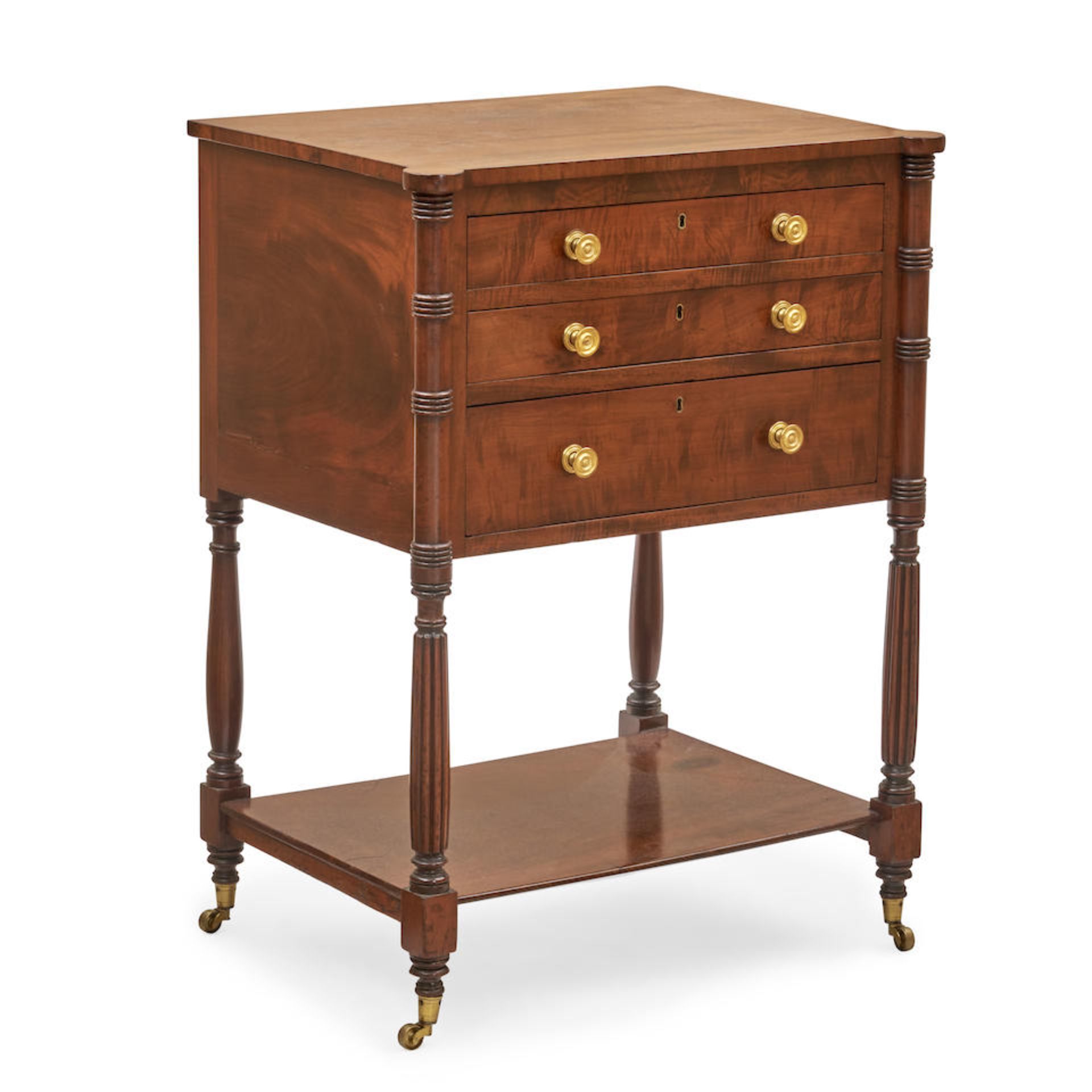 Mahogany and Poplar Writing Table or Chiffonier, probably New York, New York, early 19th century.