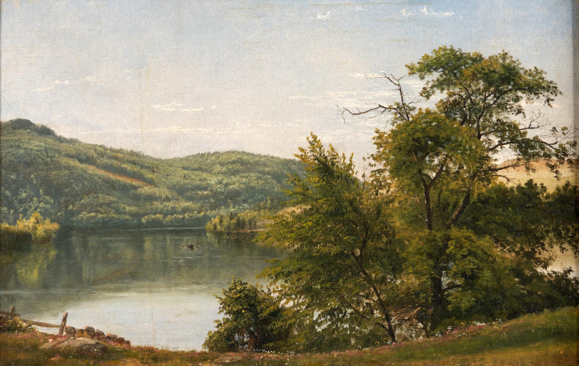 EDWARD W. NICHOLS (American, 1819-1871) Lake Waramaug, Summer framed 58.3 x 74.5 x 9.5 cm (23 x ... - Bild 2 aus 3