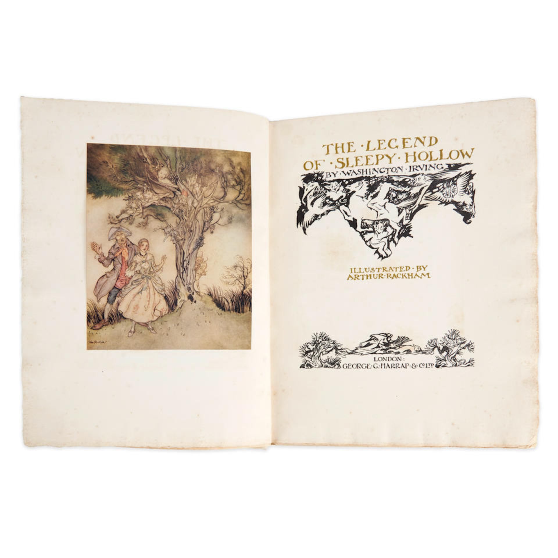 RACKHAM, ARTHUR. 1867-1939. IRVING, WASHINGTON. 1783-1859. The Legend of Sleepy Hollow. London: ... - Image 3 of 3