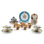 Assorted Porcelain Tableware, mostly Paris, France, 19th century.