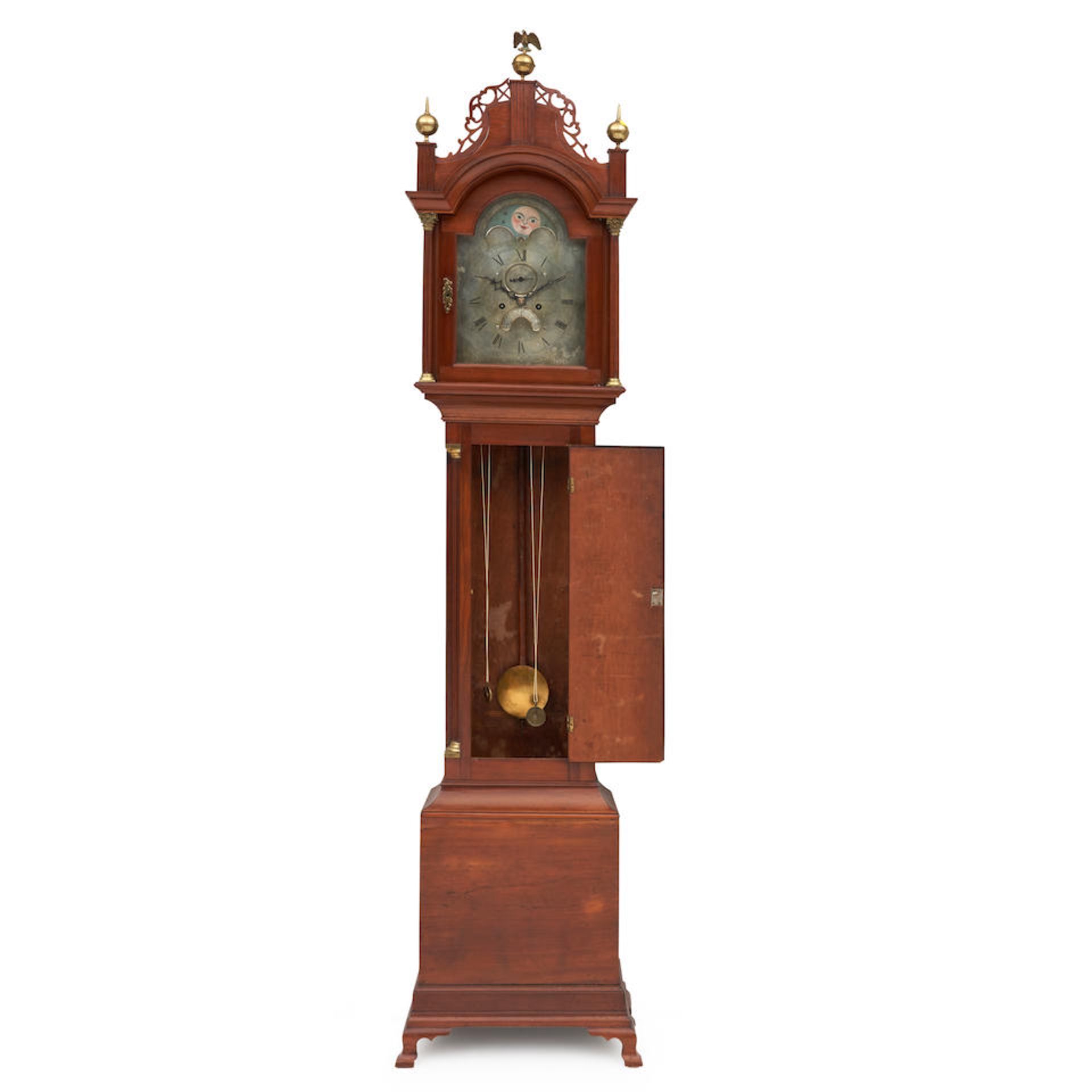 Fine Chippendale Cherry and Pine Tall-Case Clock with Silvered Dial, Lewis Curtis (1774-1845), F... - Image 6 of 6