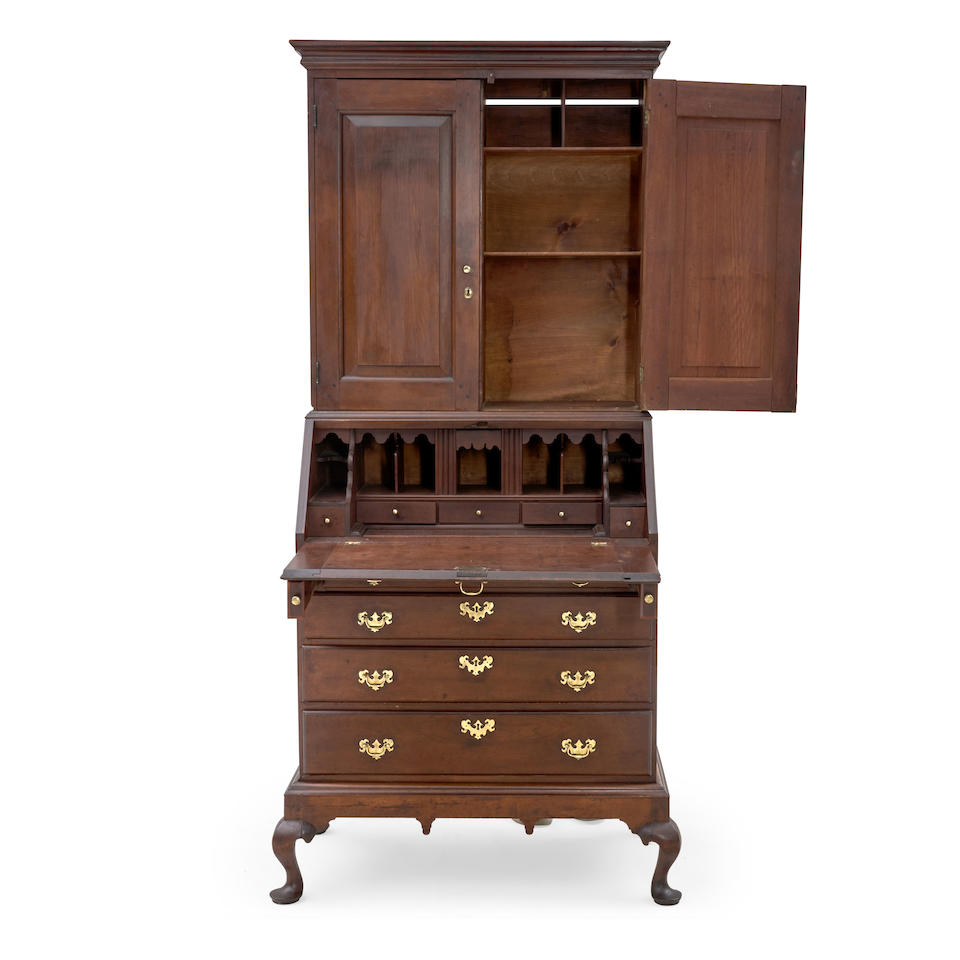 Queen Anne Cherry Secretary Bookcase on Frame, Farmington, Connecticut, 1745-1770. - Image 2 of 2