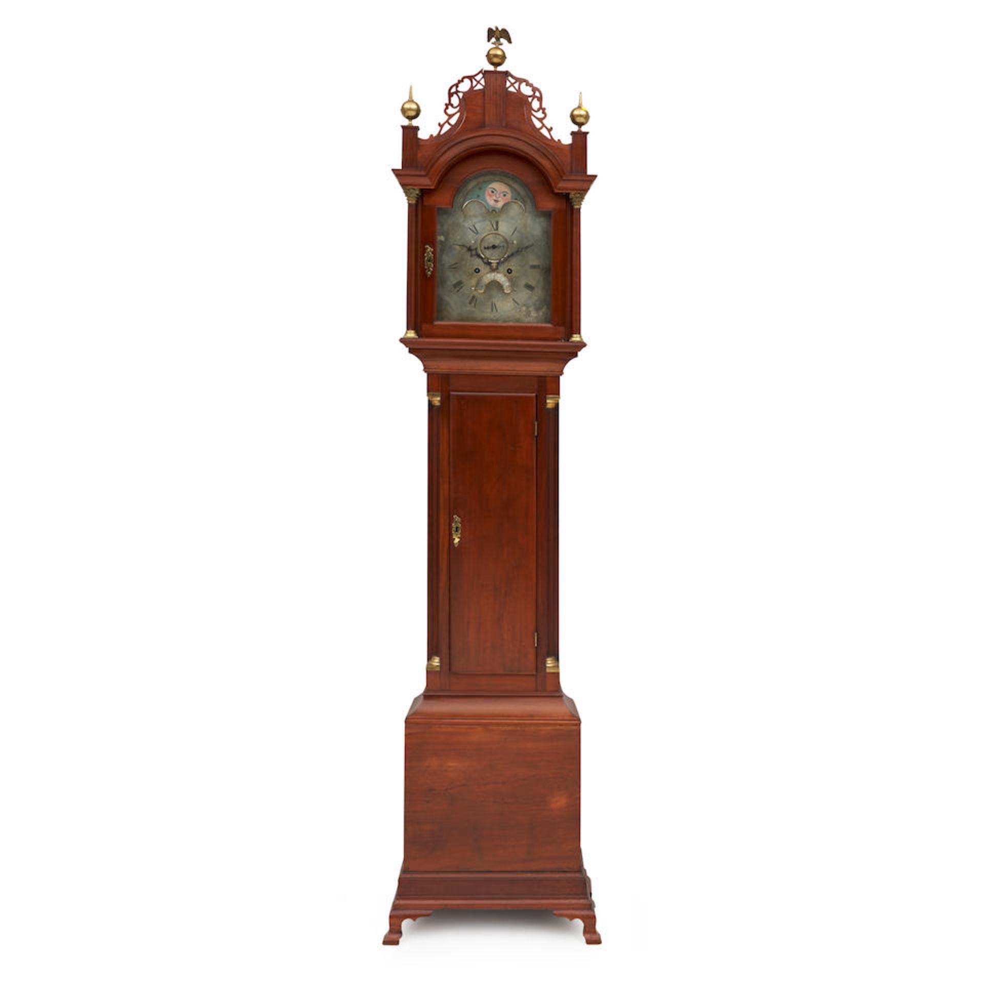 Fine Chippendale Cherry and Pine Tall-Case Clock with Silvered Dial, Lewis Curtis (1774-1845), F...