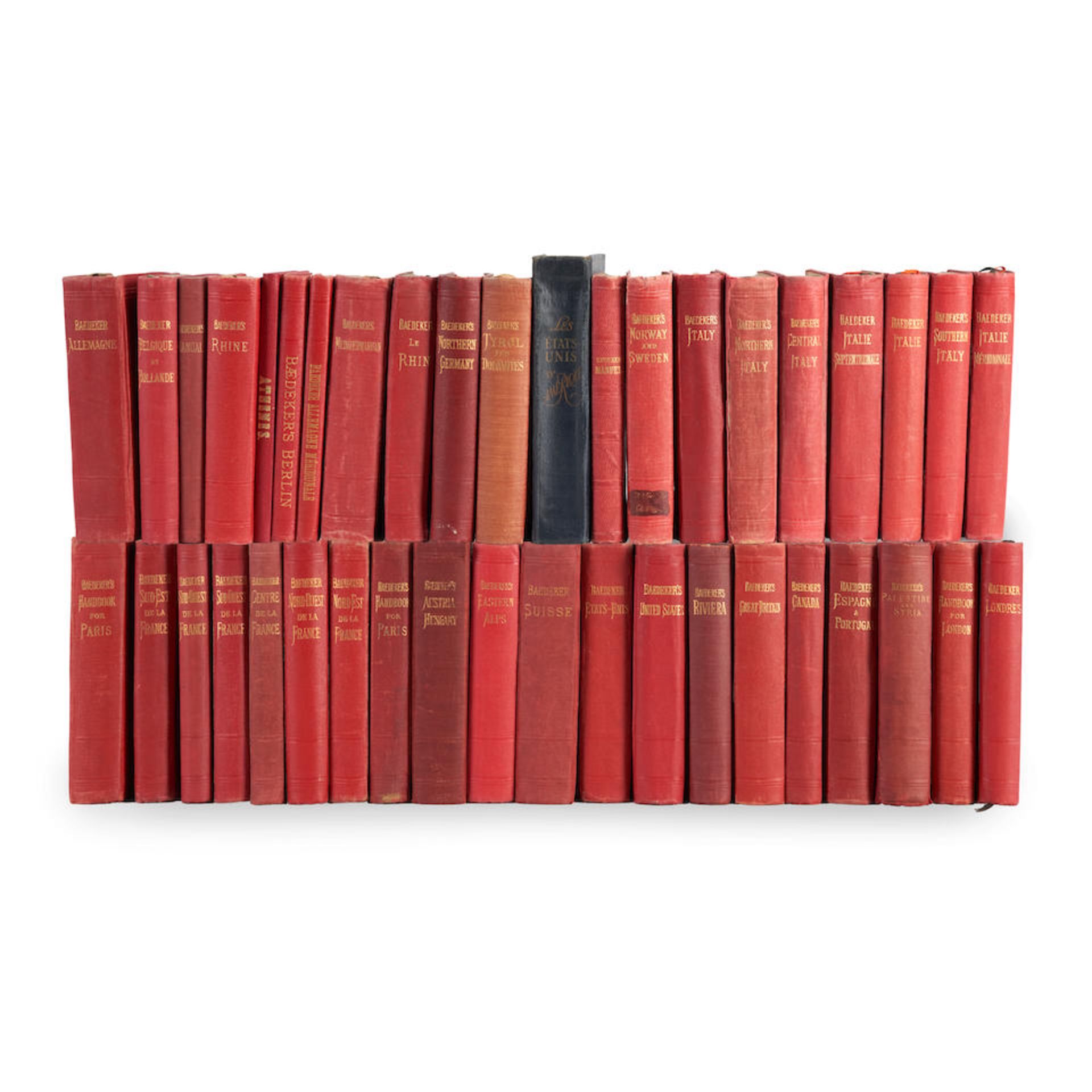 BAEDEKER'S TRAVEL GUIDES. A group of 40 Baedeker travel guides, [Early 20th century].