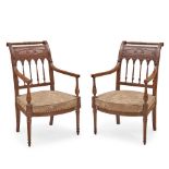 Pair of Directoire Mahogany Fauteuils, attributed to Jean-Baptiste-Bernard Demay (1759-1848; ma&...