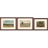 American School (20th Century) A Set of Three Connecticut Landscapes of Farmlands, a Country Bri...