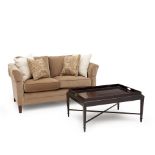 Velvet-upholstered Loveseat and Tray Table, Baker Furniture and L. & J.G. Stickley, North Caroli...