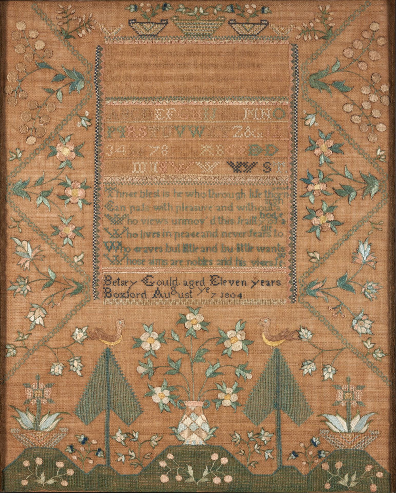 Silk on Linen Needlepoint Sampler, Betsey (Gould) Killam (1793-1827), Boxford, Massachusetts, 1804. - Bild 2 aus 2