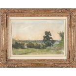 HENRI JOSEPH HARPIGNIES (French, 1819-1916) Landscape in St. Fargeau framed 31.5 x 40.5 x 4.0 cm...
