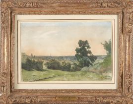 HENRI JOSEPH HARPIGNIES (French, 1819-1916) Landscape in St. Fargeau framed 31.5 x 40.5 x 4.0 cm...