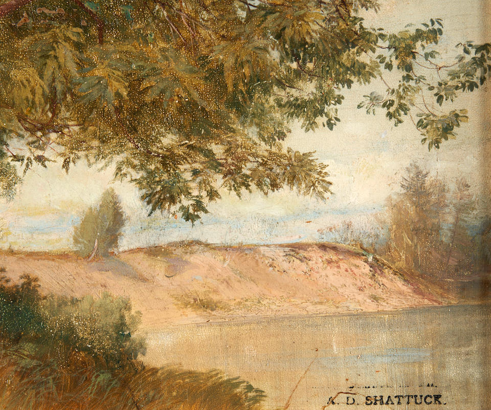 AARON DRAPER SHATTUCK (American, 1832-1928) Summer Foliage, Farmington River framed 49.0 x 69.5 ... - Image 4 of 4