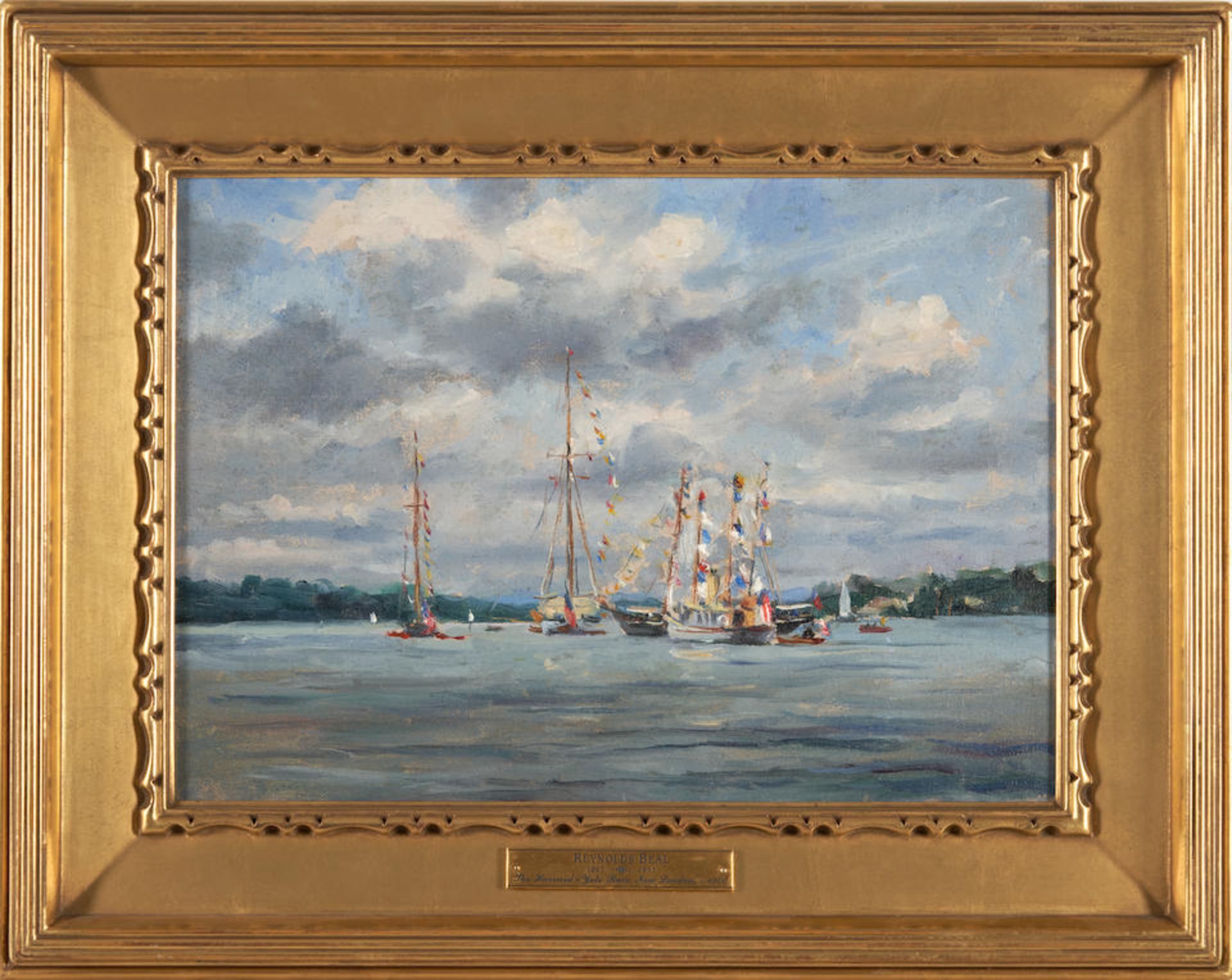 REYNOLDS BEAL (American, 1867-1951) The Harvard-Yale Race, New London framed 39.0 x 49.0 x 4.0 c...