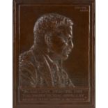 Patinated Cast Iron 'Roosevelt Bas Relief' Portrait Plaque, after James Earle Fraser (1876-1953...