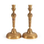 Pair of Louis XV Gilt Bronze Candlesticks, France, 18th century.