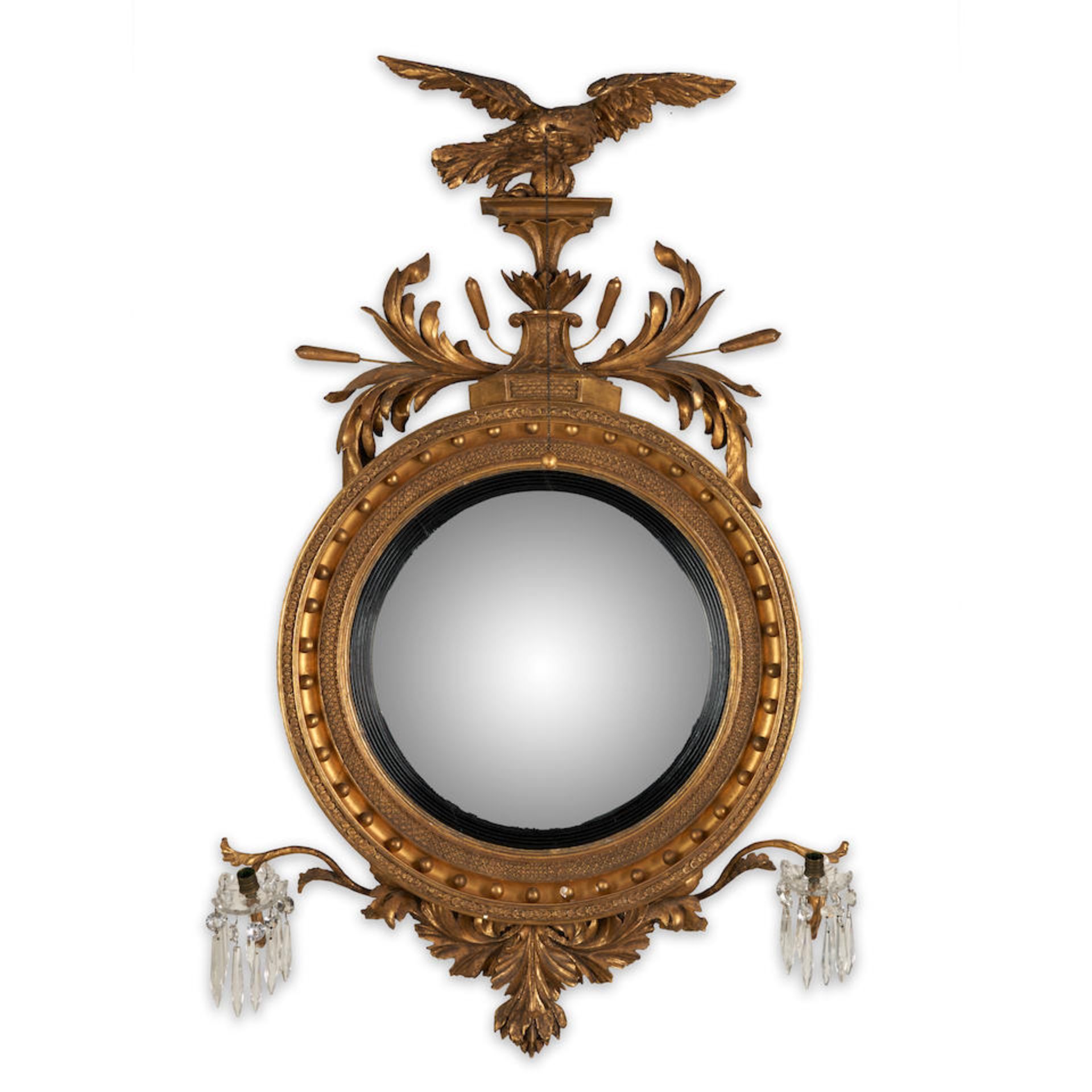 Regency Giltwood Girandole Mirror, England, early 19th century.