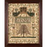 Garden of Eden Needlepoint Sampler, Amelia George, Cornwall, England, 1834.