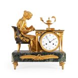 Empire Ormolu and Antico Verde Marble Table Clock, France, c. 1805.
