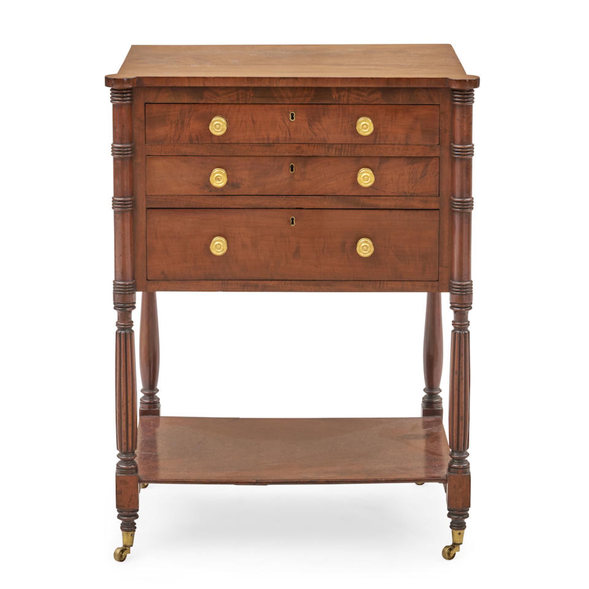 Mahogany and Poplar Writing Table or Chiffonier, probably New York, New York, early 19th century. - Image 2 of 3