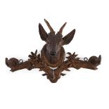 Carved Walnut Deer Trophy Wall Rack, early 20th century.