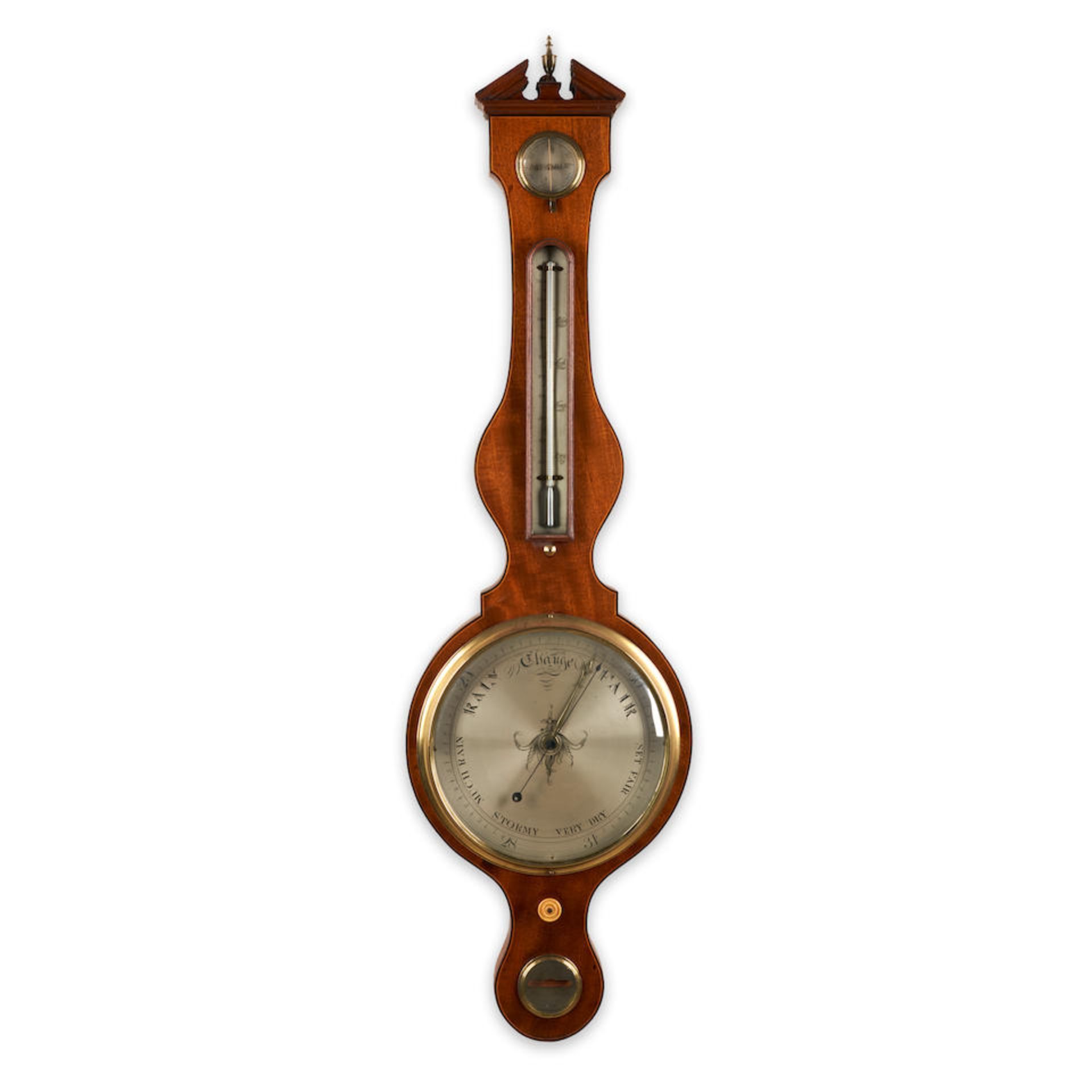 Regency Inlaid Mahogany-veneer Wheel Barometer, C. Galli (retailer), Edinburgh, Scotland, c. 1825.