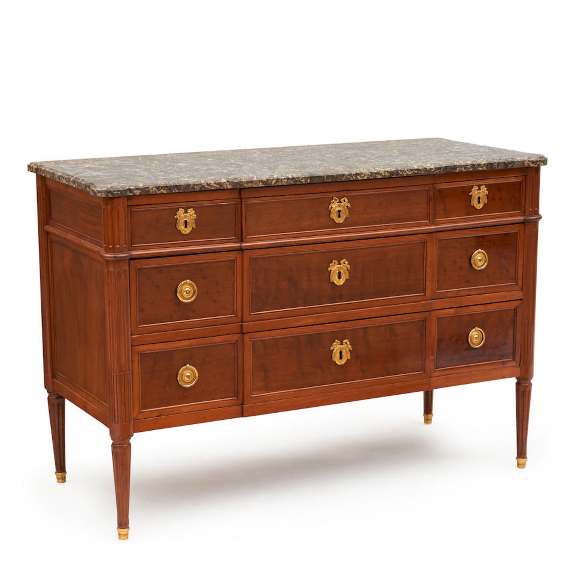 Louis XVI Mahogany Marble-top Commode, France, late 18th century.