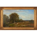 JAMES MCDOUGAL HART (American, 1828-1901) A Lazy Summer Afternoon framed 76.0 x 120.0 x 6.5 cm (...