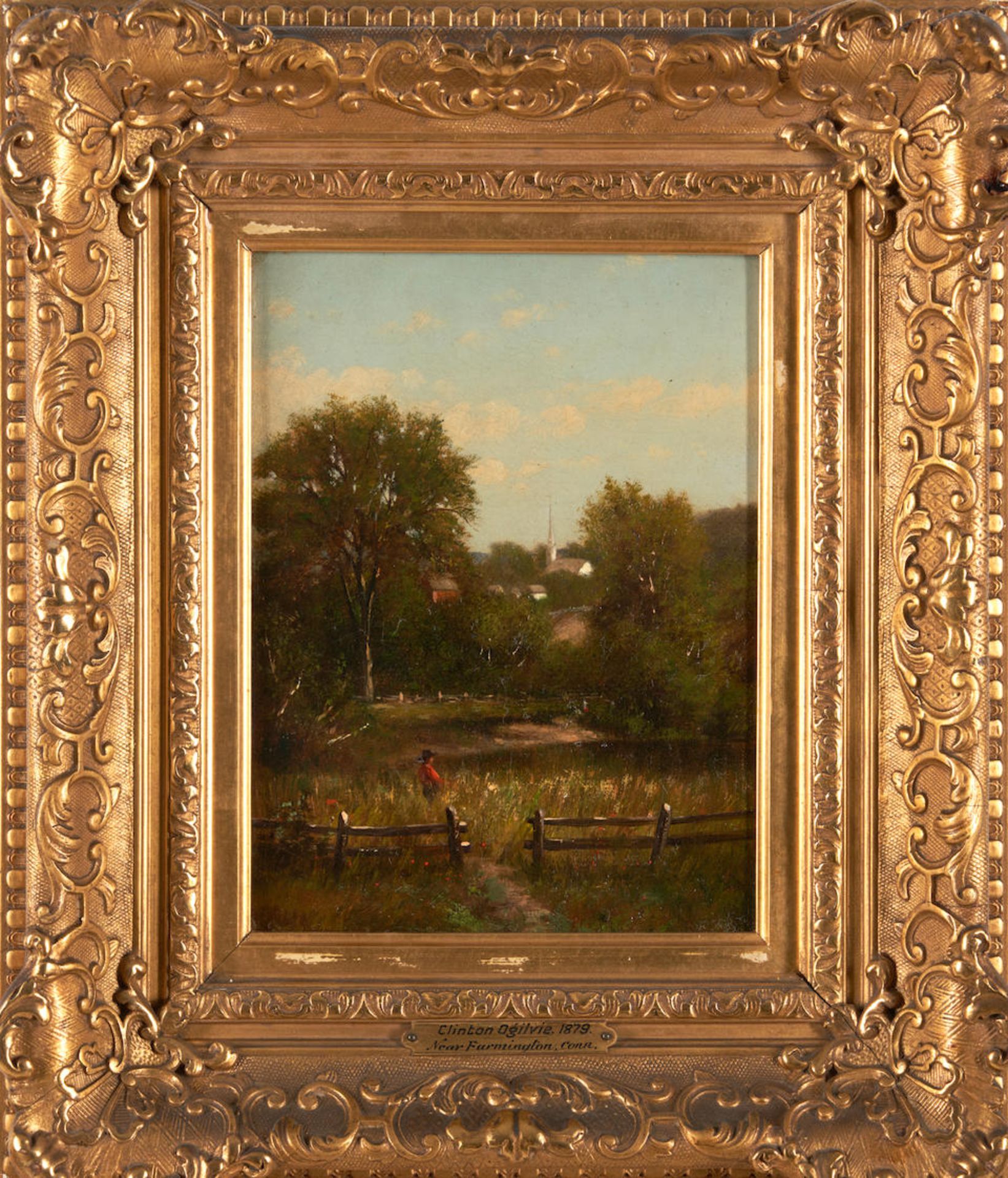 JOHN CLINTON OGILVIE (American, 1836-1900) Near Farmington, Connecticut (framed 35.0 x 29.8 x 4....
