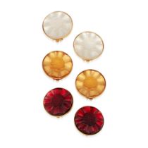 LALIQUE: THREE PAIRS OF 'FLEUR' GLASS EARCLIPS