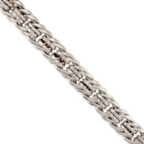 A 14K WHITE GOLD HOLLOW LINK BRACELET