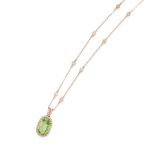 SUZY LEVIAN: A 14K ROSE GOLD, TOURMALINE AND DIAMOND PENDANT NECKLACE