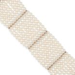 TIFFANY & CO.: A SILVER AND FRESHWATER CULTURED PEARL MULTI-STRAND BRACELET