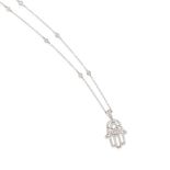 A WHITE GOLD AND DIAMOND HAMSA PENDANT NECKLACE