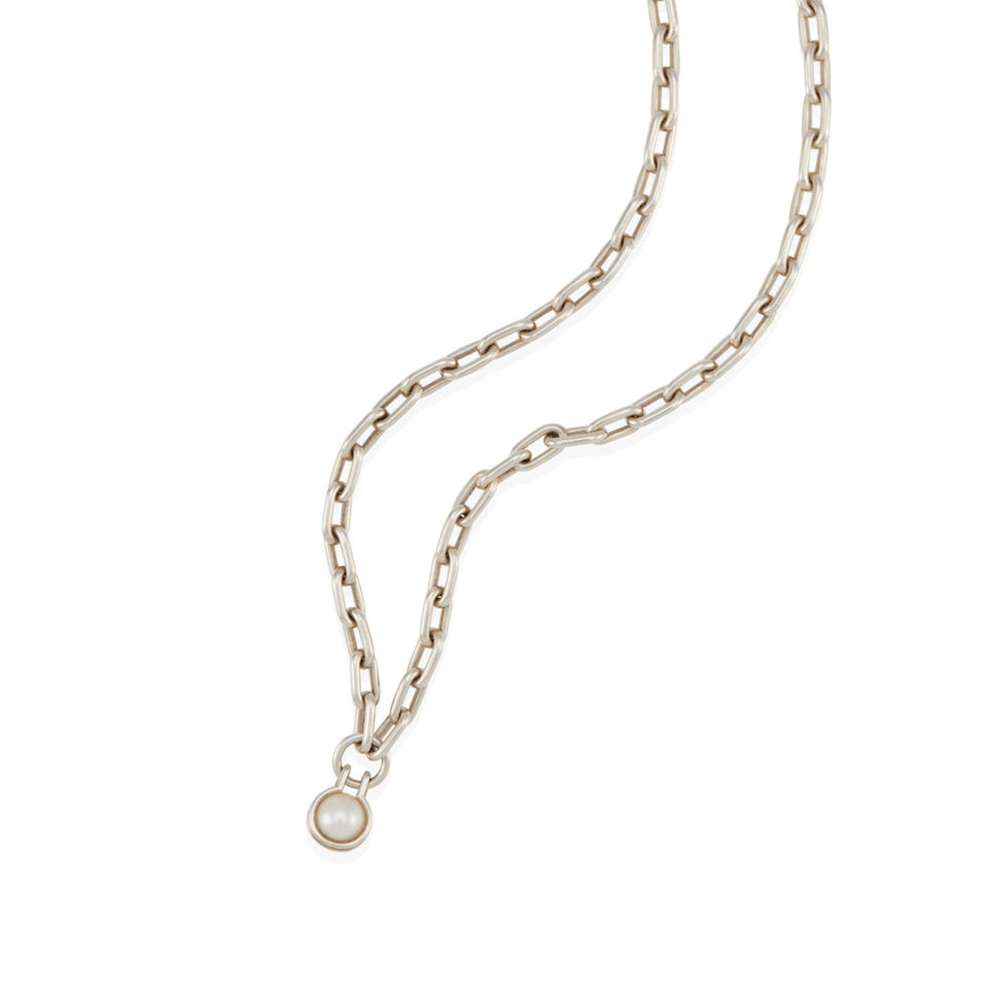 TIFFANY & C0.: A SILVER AND CULTURED PEARL NECKLACE