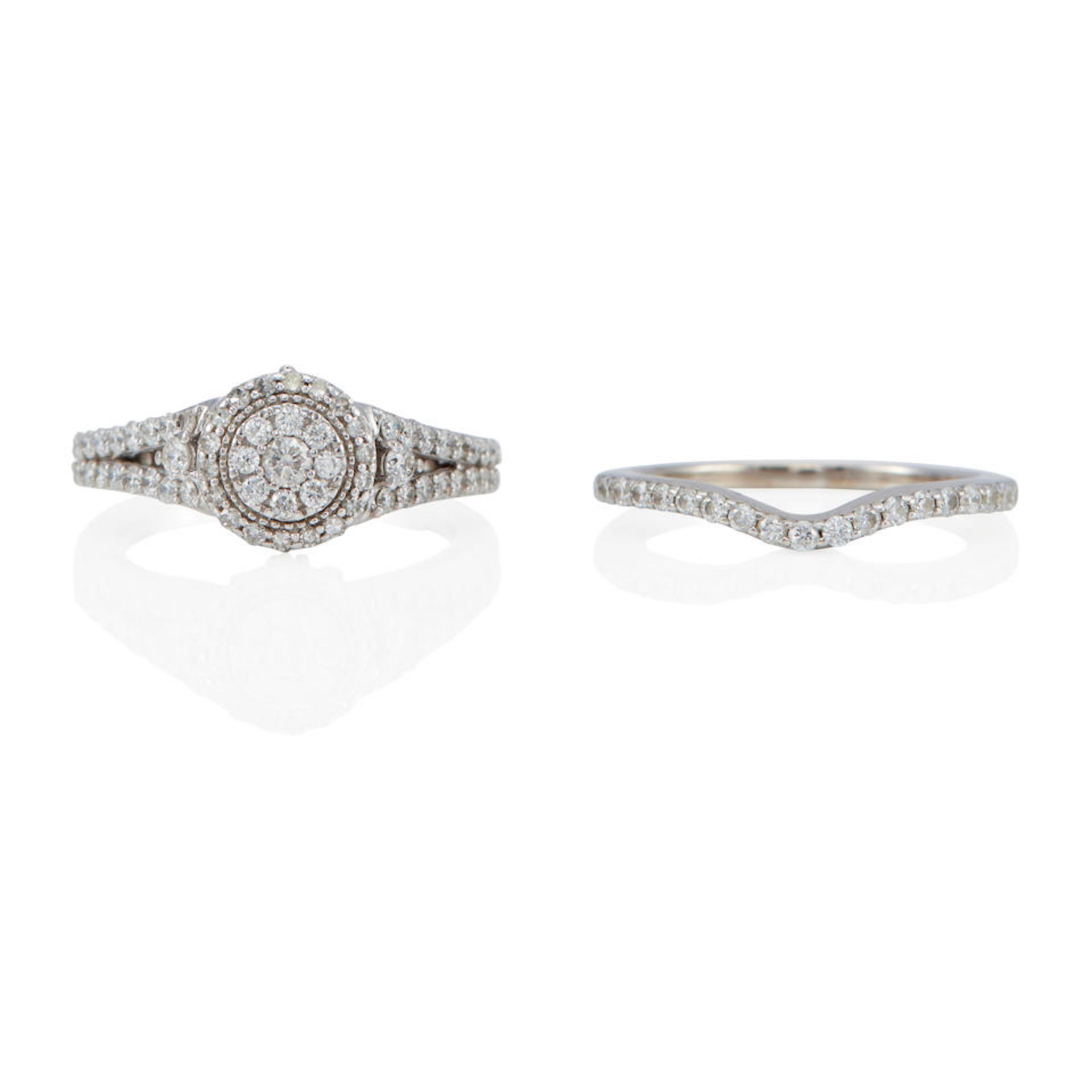 ENCHANTED DISNEY: A 14K WHITE GOLD AND DIAMOND 'CINDERELLA' WEDDING SET