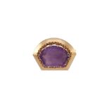 A 14K GOLD AND AMETHYST CAMEO BROOCH
