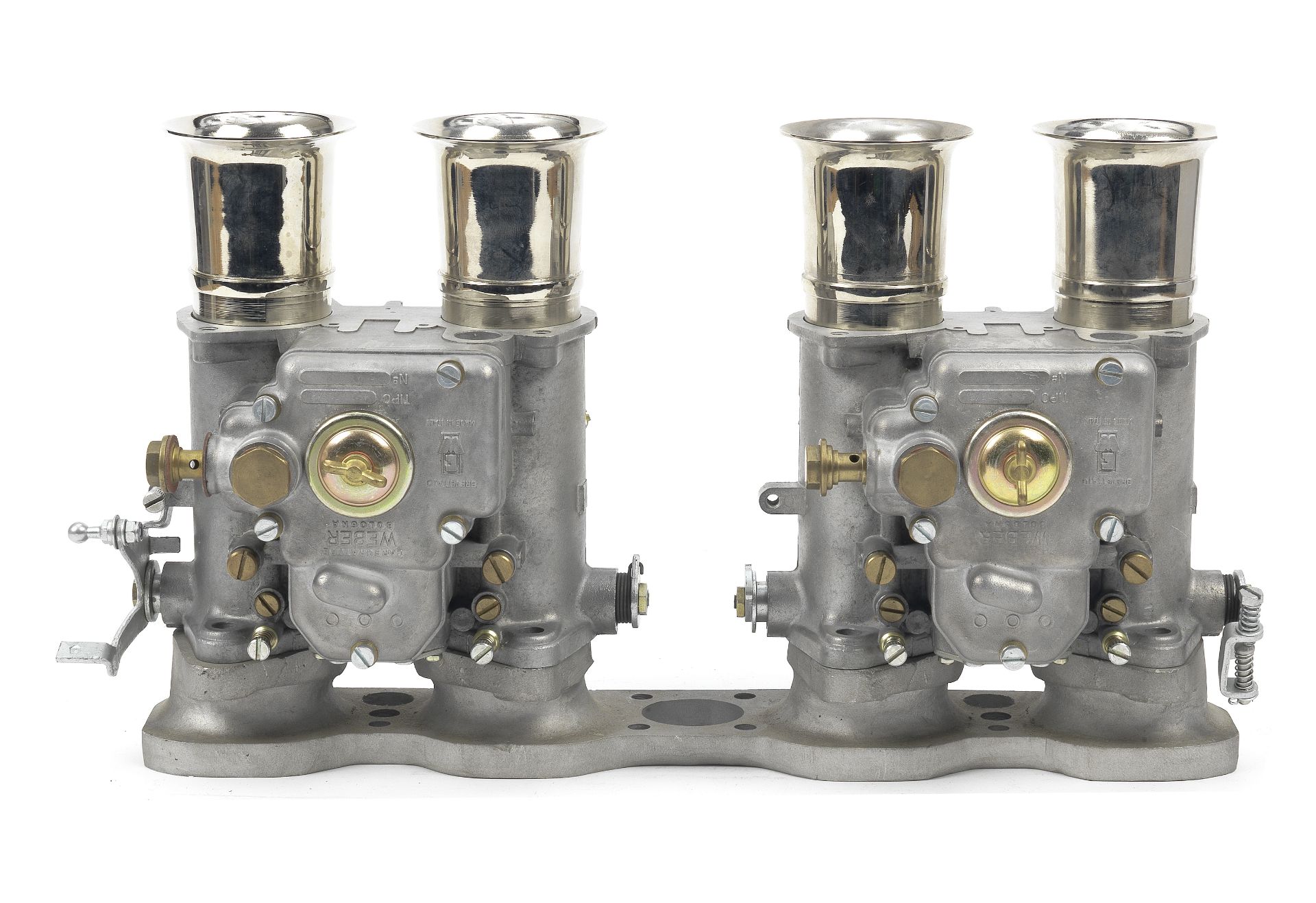 A pair of replica Weber type 48 DCOE 98/2 carburettors, ((7))