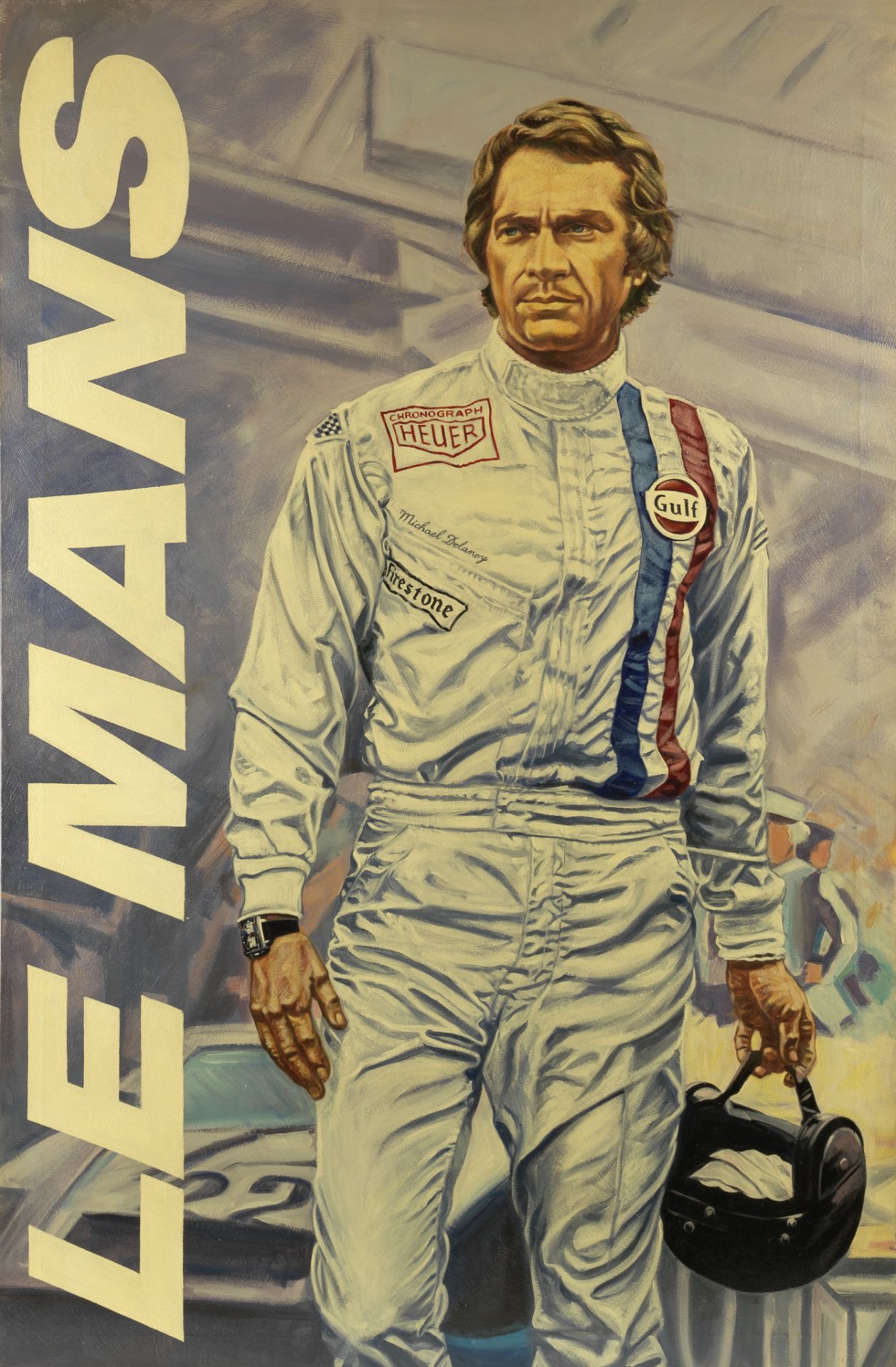 'Steve McQueen - Le Mans', an original artwork on canvas,