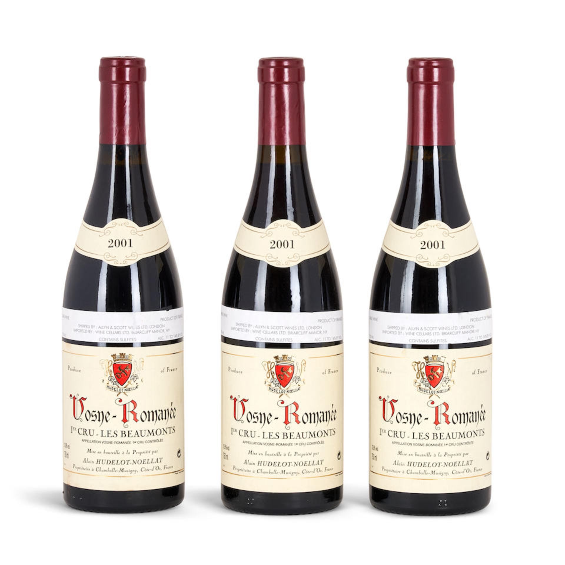 A. Hudelot Noellat Vosne Romanee Les Beaumonts 2001 (3 bottles)