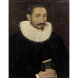 Workshop of Lorenz Strauch (Nuremberg 1554-1630) Portrait of a gentleman, half-length, in black ...