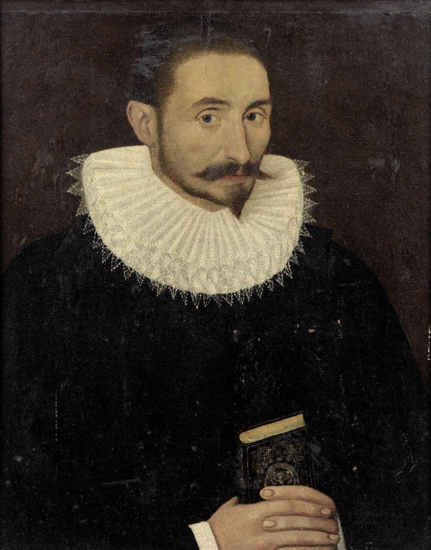 Workshop of Lorenz Strauch (Nuremberg 1554-1630) Portrait of a gentleman, half-length, in black ...