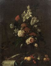 Studio of Jan Davidsz. de Heem (Utrecht 1606-1684 Antwerp) A still life of roses, lilies, a tuli...