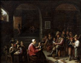 Gillis van Tilborgh (Brussels circa 1625-circa 1678) A classroom interior with a schoolmistress ...