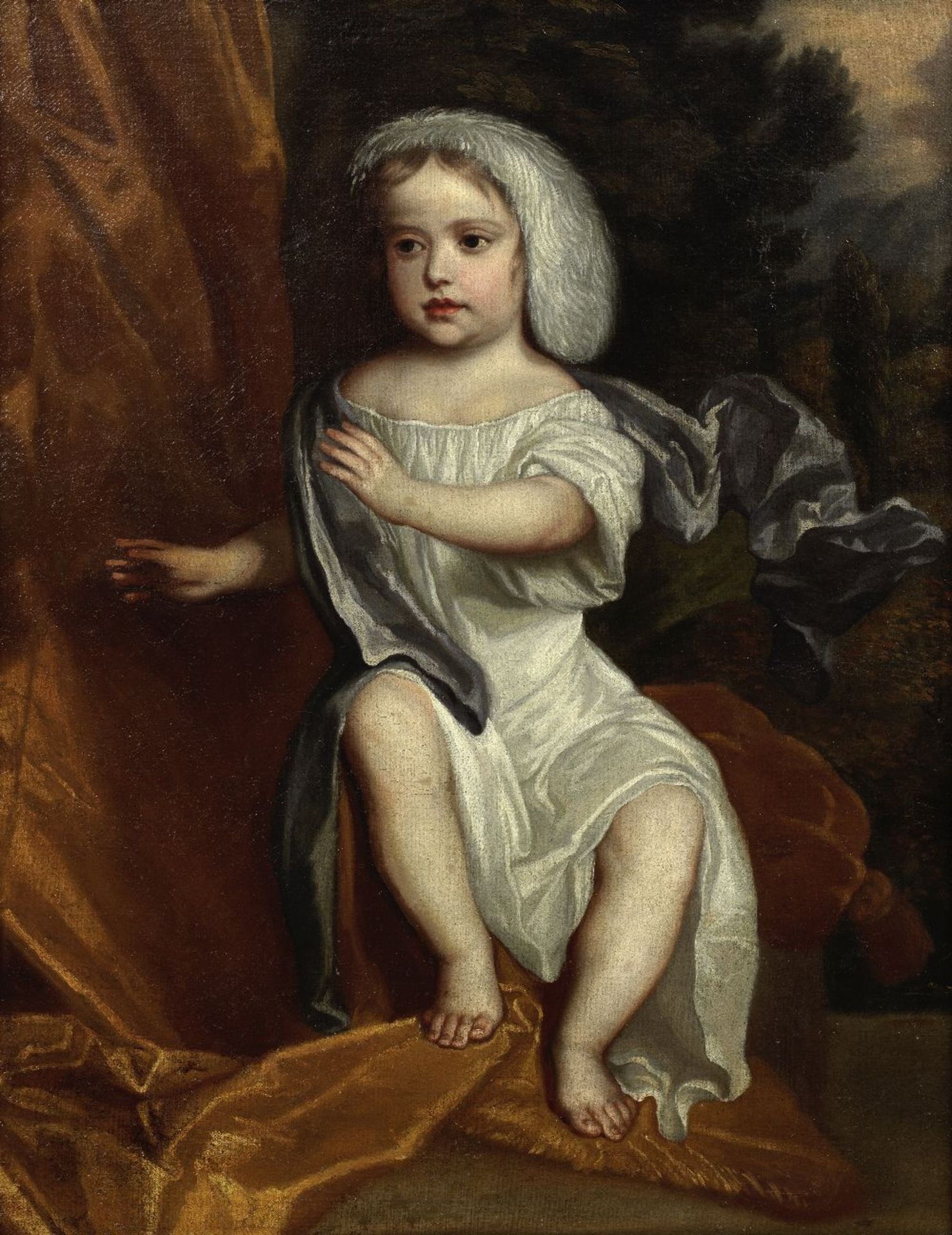 Circle of Sir Peter Lely (Soest 1618-1680 London) Portrait of a child with a feather in his hair